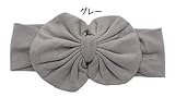ベビー ヘアバンド　ラウンド・コットンリボン　0-3歳頃　ヘッドバンド (グレー)