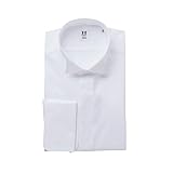 [HITOYOSHI(ヒトヨシ)/H FORMAL MADE IN JAPAN]人吉シャツ ブロード フォーマルシャツ ウィングカラー 比翼前立 Ｗカフス 長袖(ホワイト/38-82)[FO-W-001]