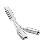 2-in-1 アダプタケーブル Type-Cから3.5mmアダプタUSB-C Type-Cから3.5mm分岐器イヤホンジャックケーブル 高耐久 for Iphone小米ファーウェイに適している １本 (シルバー)