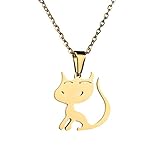 blisscomdepかわいい猫ペンダントファッションレディースガールズチャームネックレスギフトジュエリー – シルバー/Golden – ステンレススチール 1 58QCE0RZS26F5NM11Y