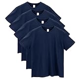 [Macoking] tシャツ メンズ 無地 半袖 黒tシャツ 黒 吸汗 速乾 インナーシャツ おおきいサイズ セット クルーネック 厚手 4枚組 綿100％ ネイビー XXL