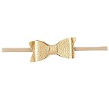 academyus Girls幼児用レザーゴムBowドレスカチューシャヘッドバンドラップ US サイズ: 5.5" カラー: ゴールド