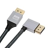 cablecc 4K 60hz DisplayPort DP - DP Ultra-HD UHD ケーブル 32.4Gbps 高速左角度シルバースリーブ 2.0M