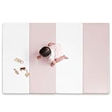 (ケラッタ) プレイマット 折りたたみ 赤ちゃん 1級防音 防水 厚手 (160×120cm, ピンク×ホワイト)