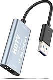 USB3.0 & HDMI 変換アダプタ HD画質録画 HD1080P/4Kパススルー機能ビデオキャプチャー ゲーム/HDMIビデオ/ライブ配信用キャプチャー ボード 電源不要 小型軽量 低遅延 Switch/PS5/PS4/PS3/Xbox用サポート Windows 7/8/10 Linux OBS Potplayer YouTube Niconico Twitch対応