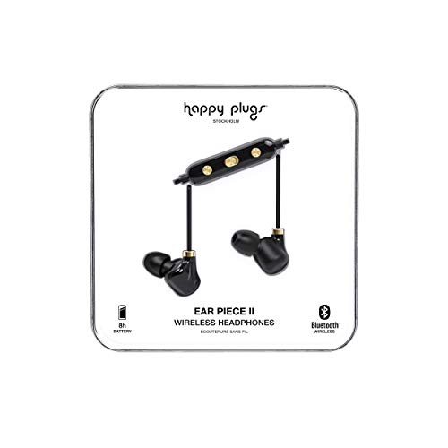価格比較 Happy Plugs ハッピープラグス Ear Piece 2 カナル型ワイヤレスイヤホン Bluetooth対応 スウェーデンブランド 女性向け ギフトに最適 音符マークケース リモコン マイク付 通話可能 Ios Android対応 Siri対応 8時間連続再生 ブラックゴールド 国内正規品