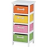 ランドリーチェスト 4段 木製 引き出し収納付き 白(ホワイト) 【完成品】