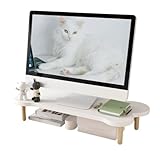 Kirnuo モニタースタンド パソコンデスクラック 木製 机上台 組み立て簡単 卓上ラック PC台 (9cm,ホワイト)