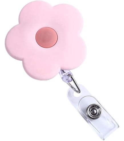 Sequin Heart Retractable Badge Reel Lanyards ID Name Card Badge Holder Nurse Pink Employee Card Alligator Clip Office Supplies - 1524 - View #5