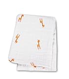 Lulujo Baby Muslin Cotton Swaddling Blanket, My Giraffe, 47" x 47" [並行輸入品]