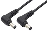 オーディオファン 電源 延長コード 両端子 L字 DC 外径5.5mm 内径2.1mm 両端子 オス プラグ L字型 延長ケーブル ブラック 約1.0m
