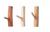 Wood Meets Color木製粘着フック、クリエイティブヴィンテージ壁フック、キーホルダー、3個 Original ブラック