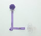 Flower Ribbon Pacifier Clip (Purple) by Crystal Dream