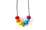Mamaluna Trendy Silicone Rainbow Necklace Teether for mom to wear - Baby Teething Gum Massager Food 