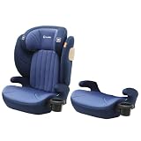ＧＵ ＭＯＤＥ ジュニアシート チャイルドシート ISOFIX 2wayモデル 3歳頃～12歳(身長100-150cm) 新基準R129適合 5年保証 カップホルダー付 シートベルト固定 背もたれ取り外し可【ブルー/バードメッシュタイプ】