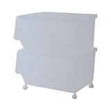 山善(YAMAZEN) オープンボックス フタ付き収納ボックス 2個組 深型 ワイド キャスター付き クリア