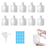 JnTech トラベルボトル 10個入り詰め替えボトル 30ML/50ML/100ML 詰め替え容器 シャンプーボトル 旅行用 液体個包装 トラベルボトル パウチ容器 詰め替えボトル 袋入り 小分けボトル 旅行用 小分け 透明 省スペース 漏れ防止 使い回し シャンプー/ボディーソープ/化粧品 持ち運びに最適 出張 旅行 便利グッズ 漏斗とラベル付き [並行輸入品]