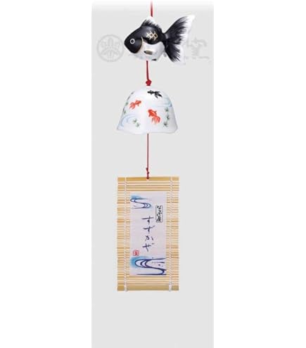 Amazon.co.jp: 薬師窯 すずかぜ 江戸 風鈴(黒金魚) : DIY・工具