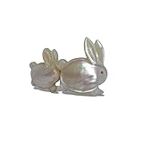 【仲良し親子】 うさぎ 帯留 夜光貝