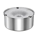 SCHITEC 犬 ペット 水飲み器 給水皿【大容量・溢れ防止・犬・猫用・防錆・電気不要】ステンレス 犬がぶ飲み 濡れない 水やり 滑り止め 水入れ 濾過機能 低速給水 ウォーターボウル (ライトグレー, 3L)