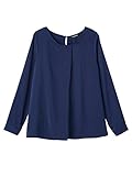 Angeliebe エンジェリーベ マタニティ トップス 授乳口付き クルー ネック タック ブラウス 妊婦服 産前 産後 長袖 S ～ M ネイビー 21313 21313101