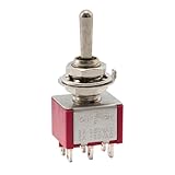 Musiclily 3 WAY ミニトグルスイッチON-OFF-ON、レッド