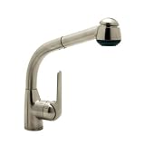 Rohl R7913STN Single Hole Side Metal Lever De Lux Kitchen Pullout Faucet with 9-5/8-Inch Reach Long 