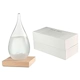 Pawaca ストームグラス テンポドロップ ガラス天気予報ボトル ストーム瓶 Tempo Drop Large 気象予報機 結晶観察器 しずく型 水滴状 木座有り インテリア 創意的な贈り 並外れ 