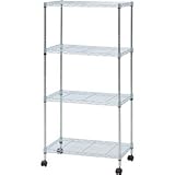 スチールラック/メタルマルチシェルフ【4段 幅60cm】 クロム キャスター付き MS-635124CR