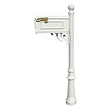 Qualarc Lewistonメールボックスwith Post andボールフィニアル 62 in. H x 10 in. W x 20 in. L LM-804-LPST-WHT 5