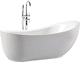 自立Bathtub Modern Spa Pedestal Tub : Ephesus by HelixBath 69" W/Rectangle Overflow ホワイト HB-BT-EPHESUS