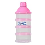 Acogedor　離乳食保存容器 粉ミルク スナック　スタック可能 携帯ケース フードボックス 穀物のストレージ　便利で可愛い　プラスチック４層（ピンク）(粉色)