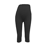 マタニティ専用　夏用のシルクタッチ5分丈/7分丈美脚レギンス/FREE　XL　大きいサイズ (5分丈/XL, ブラック)