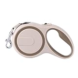 NASSIA 犬用リード 伸縮リード 巻き取り式 ドッグリード 自動巻き 噛み切れ防止 お出かけ 散歩 滑り止め (ベージュ, 5M)