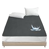 防水 敷きパッド セミダブル 防水パッド ベッドパッド パイル地 敷パッド マットレスパッド ベッドシーツ ベッドマット 敷きカバー マットレスカバー 抗菌・防臭・防ダニ 通気性 毛玉なし 洗える ホコリ出ない 四隅強化ゴムバンド付き オールシーズンで使える (セミダブル・120×200cm・ダークグレー)