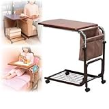 ニューマルチサイドテーブル 高さ5段階調節可 布ポケット/収納棚/キャスター付き