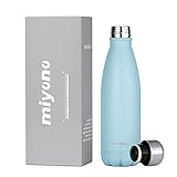 Miyono 500ml 水筒 直飲み 小さい 軽量 ポータブル 魔法瓶 ステンレスボトル 保温 保冷 真空断熱 漏れ防止 持ち運び マグボ