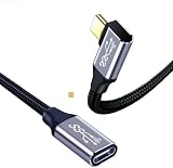 Sound Wave PD対応 Gen2 100W5A急速充電 10Gbps 高速データ転送 L字 0.2m オス メス E-Markerﾁｯﾌﾟ搭載 ﾅｲﾛﾝ編みｹｰﾌﾞﾙ USB C Type C 延長ケーブル GEN2 4K 5K対応 USB3.1 延長 ケーブル MtoF Video Audio GEN2編MF (L字 20cm)