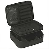 メイクポーチ 化粧ポーチ 大容量 ♪着脱式仕切り板・緩衝スポンジ♪ コスメポーチ バニティポーチ 持ち運び 旅行 可愛い 大きめ 化粧品ポーチ 【撥水加工｜1段・2段が選べる｜4色展開】 (2段, ブラック)