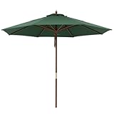 ウッドパラソル2.7m　グリーン[4～6人がけテーブルセット用の大型ガーデンパラソル] ノーブランド品