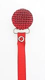 Red Quilted Crystal Solid Ribbon Pacifier Clip by Crystal Dream