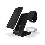 STM ChargeTree Swing 3-in-1 ワイヤレス充電ステーション iPhone/Samsung/Android(15W/7.5W)、AirPods(5W)、Apple Watch(3W)用Qi認定スタンド-ブラック