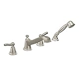 Moen TS925BN Rothbury Two-Handle Low Arc Roman Tub Faucet and Hand Shower without Valve, Brushed Nic