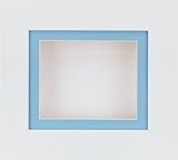 BabyRice Deepボックス表示フレームfor 2d 3d ArtオブジェクトMedal Keepsake Baby Casts 1st Bootees花ホワイト/ブルーマウント/ホワイトBac