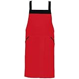 アイトス 胸当てエプロン(共生地配色) 009/レッド AZ-8654