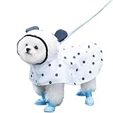 PetGround 犬 レインコート 着せやすい 雨具 カッパ ポンチョ 透明 夏 小型犬 中型犬 防水 散歩 犬服 フード 帽子 (S)