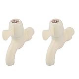 uxcell 蛇口 家庭 プラスチック 交換 手洗い シンク 水栓 ストップコック スイッチ ベージュ 2 個入り