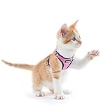 Rabbitgoo 猫用 ハーネス サイズ調節可 夜反射 通気メッシュ (ピンク XS)