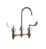 Chicago Faucets 786-GN2FCABCP Deck Mount 8-Inch Widespread Kitchen Faucet with Wristblade Handles, C