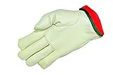 G & F 6013M-3 Cold Weather Premium Genuine Grain Cowhide Leather Gloves with Red Fleece Lining (3 Pa